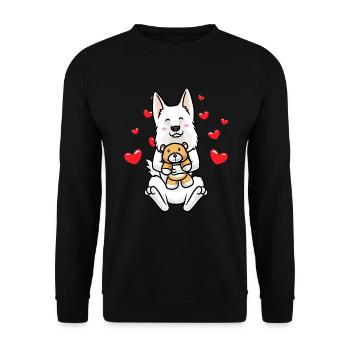 Berger Blanc Suisse Dog White Swiss - Unisex Sweatshirt - black - Front - Alina (178cm) & Michal (187cm)
