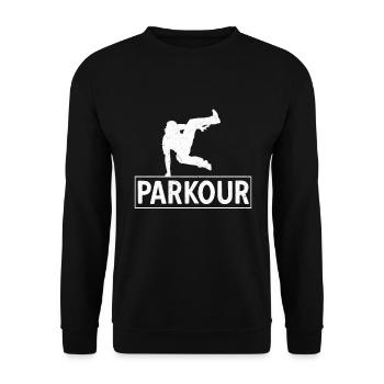 Parkour Parkourläufer Stuntman Free Runner Sport - Unisex Sweatshirt - black - Front - Alina (178cm) & Michal (187cm)