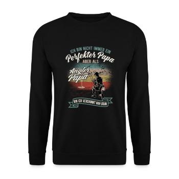 Sohn geschenk für Angler Papa - Unisex Pullover - Schwarz - Vorne - Alina (178cm) & Michal (187cm)