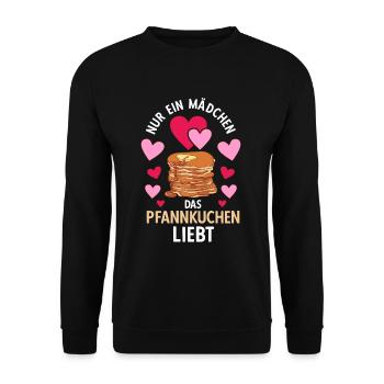 Just A Girl Who Loves Pancakes Mädchen Pfannkuchen - Unisex Pullover - Schwarz - Vorne - Alina (178cm) & Michal (187cm)