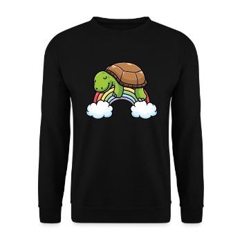 Rainbow Turtle Sleeping Shirt Pajamas - Unisex Sweatshirt - black - Front - Alina (178cm) & Michal (187cm)