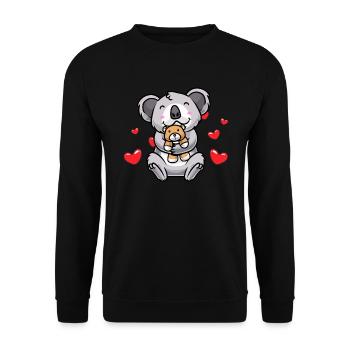Cuddly Toy Koala Kawaii Heart Koala Bear - Unisex Sweatshirt - black - Front - Alina (178cm) & Michal (187cm)