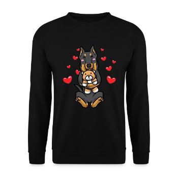 Beauceron Cuddly Toy Kawaii Dog Bas Rouge - Unisex Sweatshirt - black - Front - Alina (178cm) & Michal (187cm)
