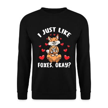 Kawaii Fox Câlin Jouet Coeur Renard - Sweat-shirt Unisexe - noir - Devant - Alina (178cm) & Michal (187cm)