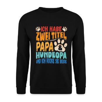 Hunde Opa Bester Hundeopa Enkelhund Großeltern - Unisex Pullover - Schwarz - Vorne - Alina (178cm) & Michal (187cm)
