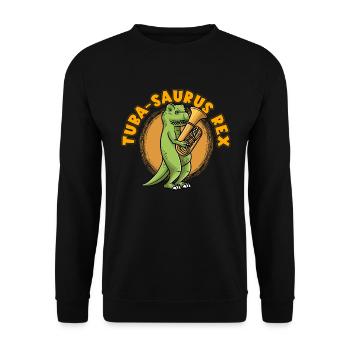 Tuba-Saurus Rex Dinosaure Tuba Tuba Tuba Tuba - Sweat-shirt Unisexe - noir - Devant - Alina (178cm) & Michal (187cm)