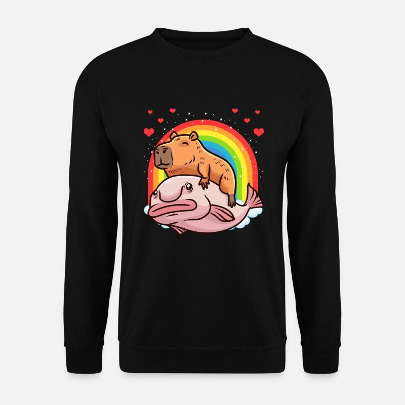 Capybara Kawaii Blobfish Capybara With - Unisex Sweatshirt - black