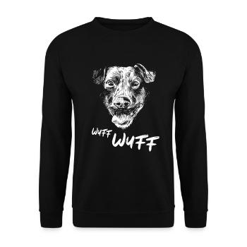 Motif de chien Wuff Wuff propriétaire de chien de tête de chien - Sweat-shirt Unisexe - noir - Devant - Alina (178cm) & Michal (187cm)