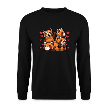Kawaii Roter Panda - Unisex Pullover - Schwarz - Vorne - Alina (178cm) & Michal (187cm)