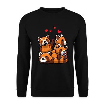 Kawaii Roter Panda - Unisex Pullover - Schwarz - Vorne - Alina (178cm) & Michal (187cm)