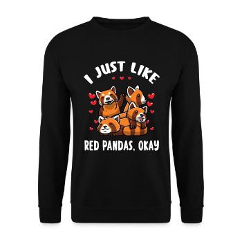 Kawaii Roter Panda - Unisex Pullover - Schwarz - Vorne - Alina (178cm) & Michal (187cm)