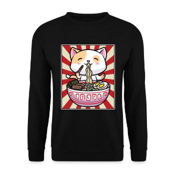 Mignon Cat Ramen Noodles Japon - Sweat-shirt Unisexe - noir - Devant - Alina (178cm) & Michal (187cm)