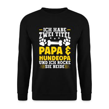 Hunde Opa Hundeopa Enkelhund - Unisex Pullover - Schwarz - Vorne - Alina (178cm) & Michal (187cm)