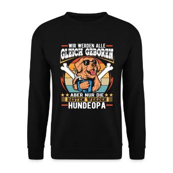 Hunde Opa Hundeopa Enkelhund Großeltern - Unisex Pullover - Schwarz - Vorne - Alina (178cm) & Michal (187cm)