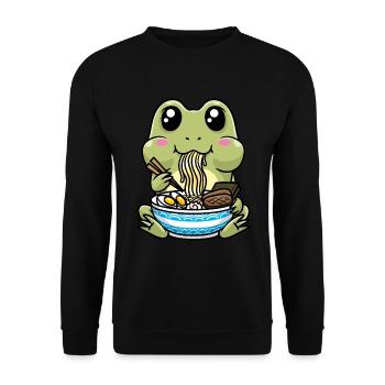 Niedliche Frosch Ramen Nudeln Japan - Unisex Pullover - Schwarz - Vorne - Alina (178cm) & Michal (187cm)