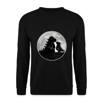 Dad and Baby T-Rex on the Moon - Unisex Sweatshirt - black - Front - Alina (178cm) & Michal (187cm)