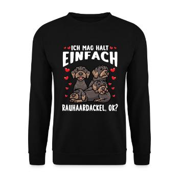 Rauhaardackel Dackel Hund - Unisex Pullover - Schwarz - Vorne - Alina (178cm) & Michal (187cm)