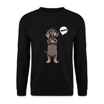 Rauhaardackel Dackel Hund - Unisex Pullover - Schwarz - Vorne - Alina (178cm) & Michal (187cm)