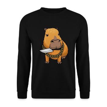 Capybara With Knife Funny Capybara - Unisex Sweatshirt - black - Front - Alina (178cm) & Michal (187cm)