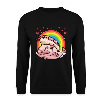 Belt Mulch Rainbow Blobfish Kawaii - Unisex Sweatshirt - black - Front - Alina (178cm) & Michal (187cm)