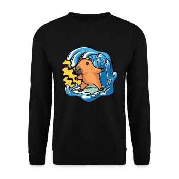 Capybara Rodent Surfer Surf Waves - Unisex Sweatshirt - black - Front - Alina (178cm) & Michal (187cm)