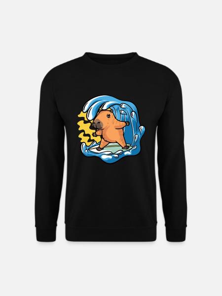 Capybara Rongeur Surfer Surf Vagues - Sweat-shirt Unisexe - noir