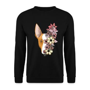 Podenco Ibicenco Dog With Flowers - Unisex Sweatshirt - black - Front - Alina (178cm) & Michal (187cm)