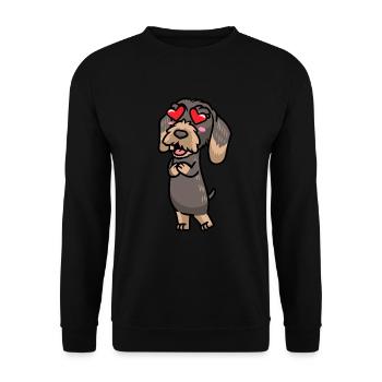 Teckel à poil rugueux Chien amoureux - Sweat-shirt Unisexe - noir - Devant - Alina (178cm) & Michal (187cm)