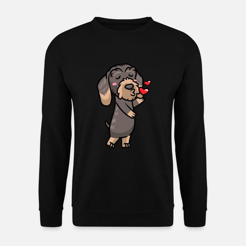 Rauhaardackel Dackel Hund Küsse - Unisex Pullover - Schwarz