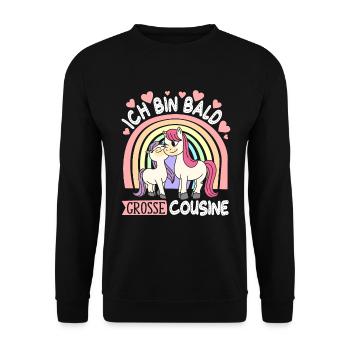 Ich Werde Große Cousine Kusine - Unisex Pullover - Schwarz - Vorne - Alina (178cm) & Michal (187cm)