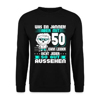 50 Geburtstag Mann - Unisex Pullover - Schwarz - Vorne - Alina (178cm) & Michal (187cm)