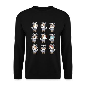 Émotions du chien de berger australien - Sweat-shirt Unisexe - noir - Devant - Alina (178cm) & Michal (187cm)