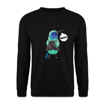 Sturer Kolibri Vogel Nein - Unisex Pullover - Schwarz - Vorne - Alina (178cm) & Michal (187cm)