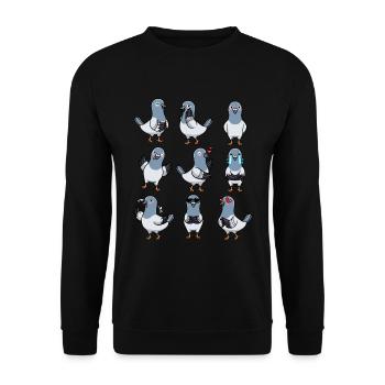 Taube Vogel Columbidae Emoticons Tauben - Unisex Pullover - Schwarz - Vorne - Alina (178cm) & Michal (187cm)