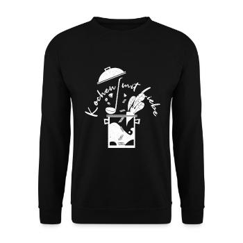 Kochen mit Liebe Hobbykoch Chefkoch Topf - Unisex Pullover - Schwarz - Vorne - Alina (178cm) & Michal (187cm)