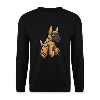 Malinois Hund Kuscheltier Motiv - Unisex Pullover - Schwarz - Vorne - Alina (178cm) & Michal (187cm)