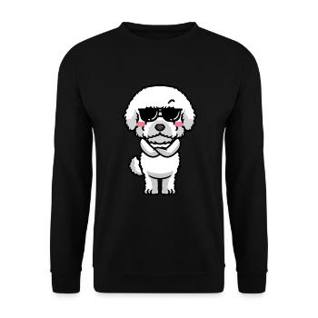 Bichon Frisé Chien Bouclé Bichon - Sweat-shirt Unisexe - noir - Devant - Alina (178cm) & Michal (187cm)