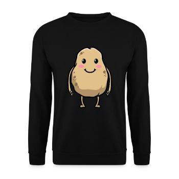 Kawaii Kartoffel Emoticon Emotion - Unisex Pullover - Schwarz - Vorne - Alina (178cm) & Michal (187cm)