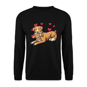 Nova Scotia Duck Tolling Retriever Hund - Unisex Pullover - Schwarz - Vorne - Alina (178cm) & Michal (187cm)
