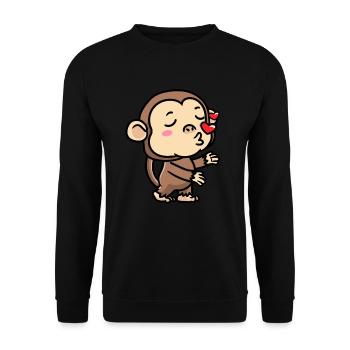 Affe Emoticon Emotion Affenliebhaber - Unisex Pullover - Schwarz - Vorne - Alina (178cm) & Michal (187cm)