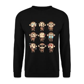 Affe Emoticon Emotion Affenliebhaber - Unisex Pullover - Schwarz - Vorne - Alina (178cm) & Michal (187cm)