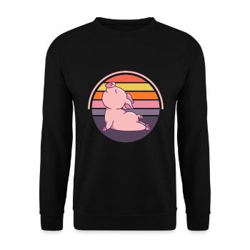 Yoga Pig Sport Exercise Meditation - Unisex Sweatshirt - black - Front - Alina (178cm) & Michal (187cm)