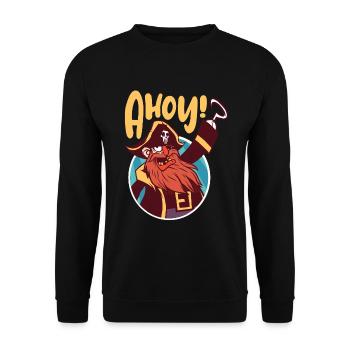 Pirate Captain Ahoy Cartoon Motif - Unisex Sweatshirt - black - Front - Alina (178cm) & Michal (187cm)