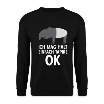 Funny Tapir Animal Motif Humor Saying - Unisex Sweatshirt - black - Front - Alina (178cm) & Michal (187cm)