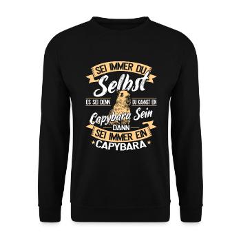 Capybara Wasserschwein Nagetier - Unisex Pullover - Schwarz - Vorne - Alina (178cm) & Michal (187cm)