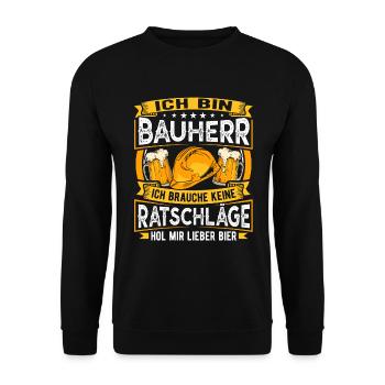 Bauherr Häuslebauer Hausbau Richtfest - Unisex Pullover - Schwarz - Vorne - Alina (178cm) & Michal (187cm)