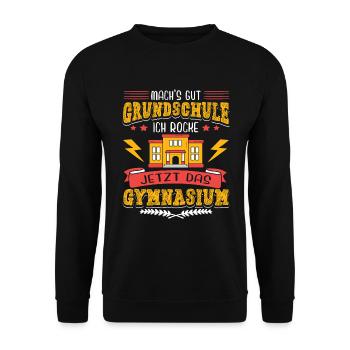 Einschulung Gymnasium Junge Gymnasiast - Unisex Pullover - Schwarz - Vorne - Alina (178cm) & Michal (187cm)