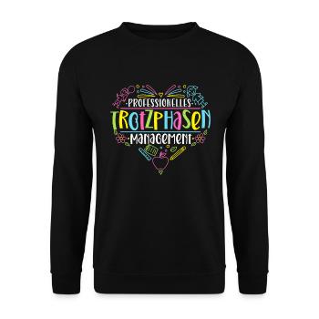 Erzieherin Kindergärtnerin - Unisex Pullover - Schwarz - Vorne - Alina (178cm) & Michal (187cm)