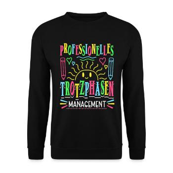 Erzieherin Lustig Kindergärtnerin - Unisex Pullover - Schwarz - Vorne - Alina (178cm) & Michal (187cm)