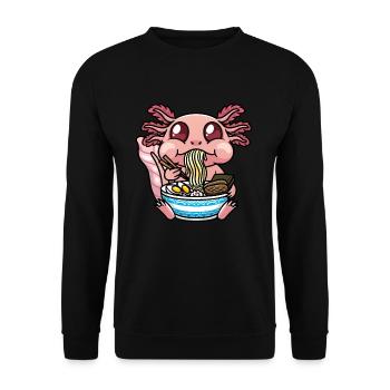 Axolotl Kawaii Ramen Noodles Anime - Unisex Sweatshirt - black - Front - Alina (178cm) & Michal (187cm)
